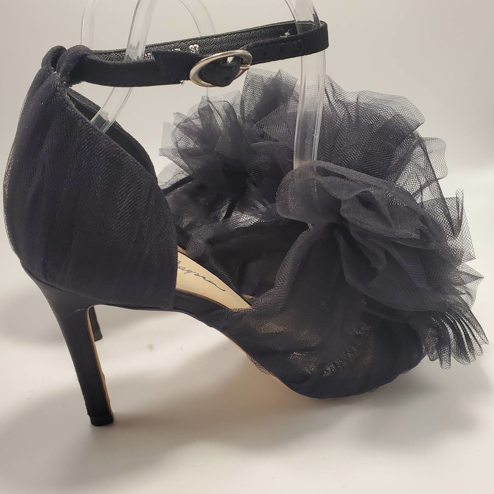 Isa Tapia Gigi Black Satin Tulle Oversized Bow Sandals Pumps Romantic, sz 37 - Picture 5 of 12